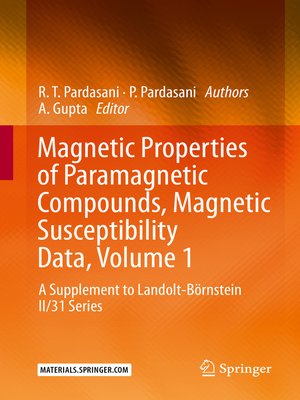 cover image of Magnetic Properties of Paramagnetic Compounds, Magnetic Susceptibility Data, Volume 1